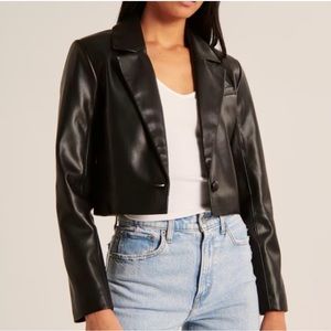 Abercrombie Cropped Faux Leather Blazer Jacket | Size XS